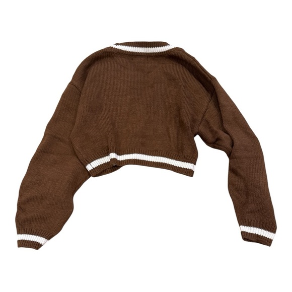 Love Tree Brown Cardigan with White Accents - Picture 3 of 3